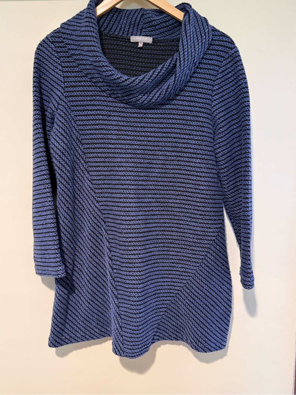 Habitat Clothes to Live In  Striped Knit Cotton Blend Cowl Neck Sweater, size S